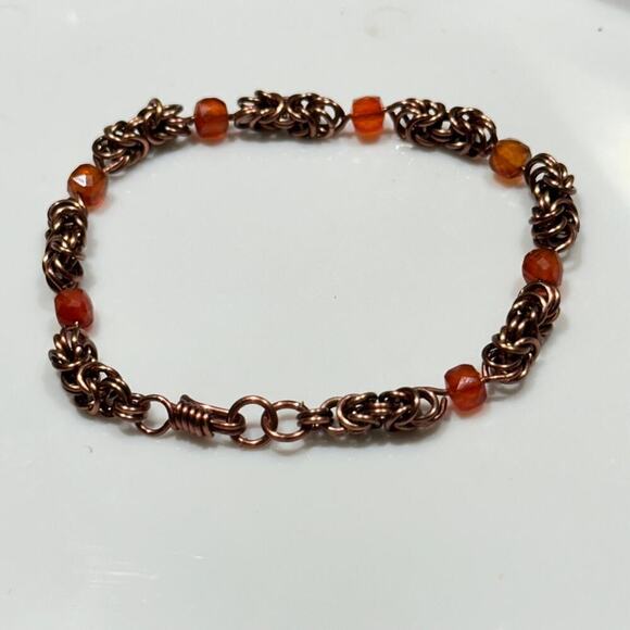 Carnelian Byzantine enameled copper bracelet - Picture 1 of 4